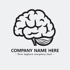Brain illustration black and white for logo company vector image