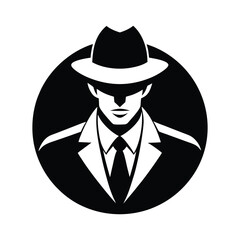 a black and white 1920s gangster silhouette.eps