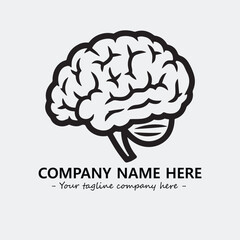 Brain illustration black and white for logo company vector image