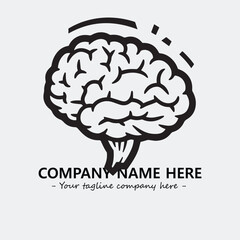 Brain illustration black and white for logo company vector image