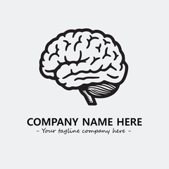 Brain illustration black and white for logo company vector image