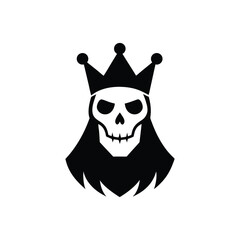 a vector illustration of a gothic skull king with a twisted crown.eps