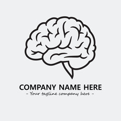 Brain illustration black and white for logo company vector image
