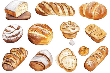 an assortment of various types of bread showcasing different shapes textures and colors it highlights the diversity in baked goods appealing to food enthusiasts and culinary artists