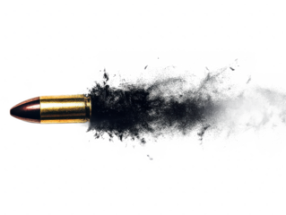 Flying bullet with smoke trail ammunition shot weapon firearm projectile speed motion