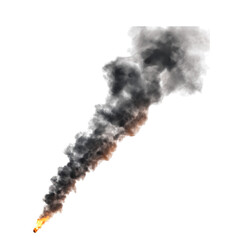 Isolated smoke plume fire effect overlay element for design and compositing on transparent background