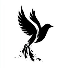 Obraz premium Stylish Black Bird Icon Freedom Flight Peace Logo Design Art