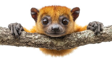 Obraz premium Adorable Golden Bamboo Lemur Hanging on a Branch