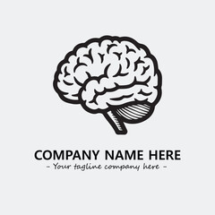 Brain illustration black and white for logo company vector image