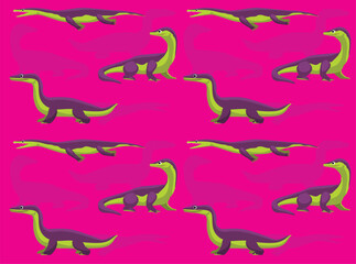 Sea Dinosaur Nothosaurus Cute Cartoon Character Seamless Wallpaper Background