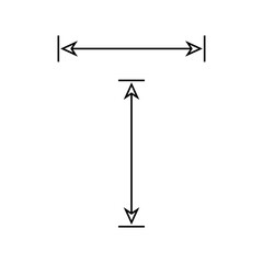 Long double arrow. Vector drawing with size. Illustration on white background. 
