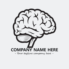 Brain illustration black and white for logo company vector image