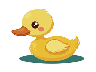 Cute yellow cartoon duck isolated on white