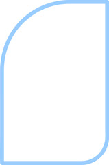 Rounded arch frame with soft blue outline.