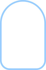 Rounded arch frame with soft blue outline.
