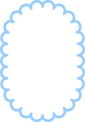 Scalloped rectangle border with light blue outline.