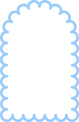 Scalloped rectangle border with light blue outline.