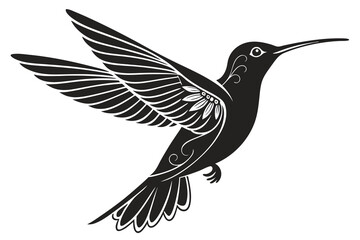 Flying a hummingbird silhouette vector illustration, a bird symbol of peace and freedom
