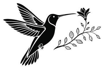 a hummingbird in mid-flight, with wings spread 