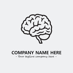 Brain illustration black and white for logo company vector image