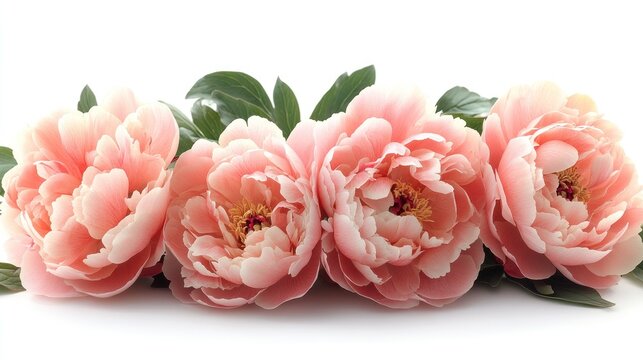 Peach Peonies Arrangement, Studio, White Background, Floral Display