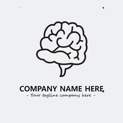 Brain illustration black and white for logo company vector image