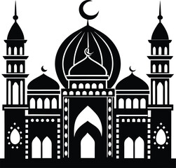 Islamic Mosque Silhouette Vector | Elegant Mosque Design for Religious and Cultural Projects