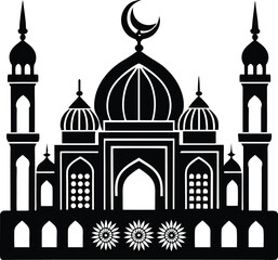 Islamic Mosque Silhouette Vector | Elegant Mosque Design for Religious and Cultural Projects