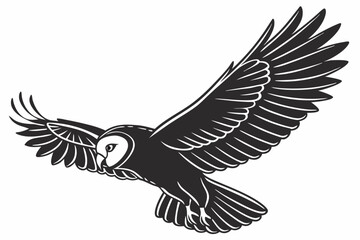  owl mid flight  silhouette vector illustration 