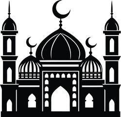 Islamic Mosque Silhouette Vector | Elegant Mosque Design for Religious and Cultural Projects