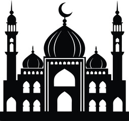 Islamic Mosque Silhouette Vector | Elegant Mosque Design for Religious and Cultural Projects