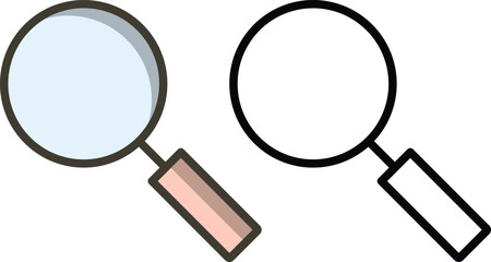 Magnifying glass cartoon icon vector illustration.
Flat illustration of cute magnifying glass in cartoon style. This icon is part of a colorful icon set featuring multiple color variations including b