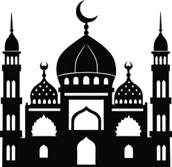 Islamic Mosque Silhouette Vector | Elegant Mosque Design for Religious and Cultural Projects