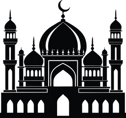 Islamic Mosque Silhouette Vector | Elegant Mosque Design for Religious and Cultural Projects