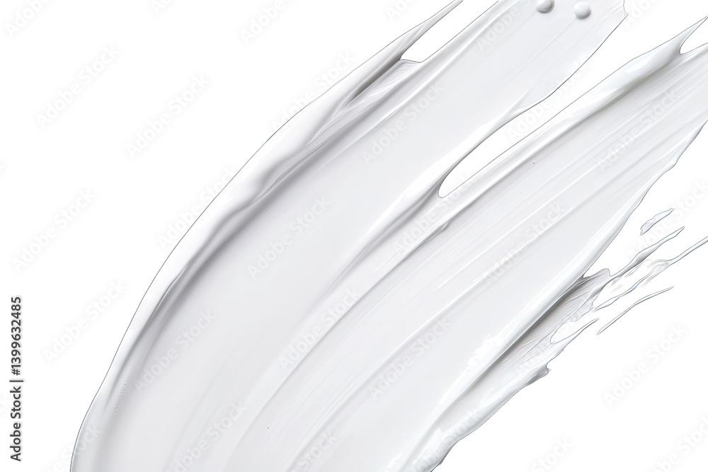 Poster a smooth white paint stroke on a clean background showcasing texture and fluidity often used in desi