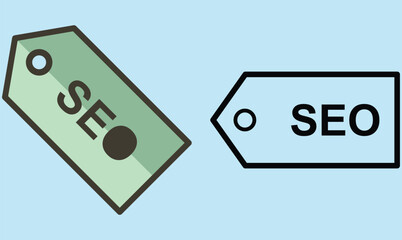 SEO tags vector icon, tagline symbol. Modern, simple flat vector illustration for web site or mobile app.Various colors seo icon set.