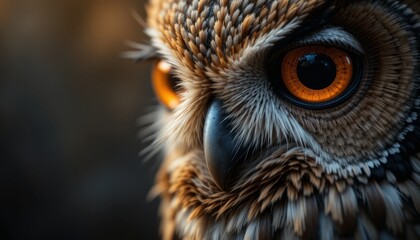 Obraz premium Closeup Of Bird With Vivid Eyes In Low Light