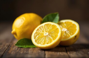 fresh lemon on a wooden background