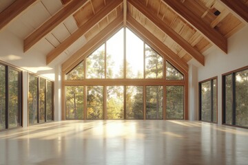 Bright room with large windows and view