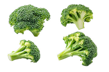 several pieces of fresh broccoli highlighting their vibrant green color and unique shapes visually appealing display emphasizes the vegetable's nutritional value and culinary uses