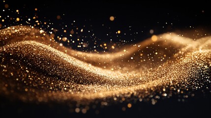 Golden Dust Particles Abstract Background.