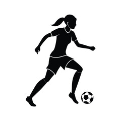 Female Soccer Defender Minimal Silhouette Vector