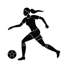 Female Soccer Dribbling Dynamic Pose Illustration