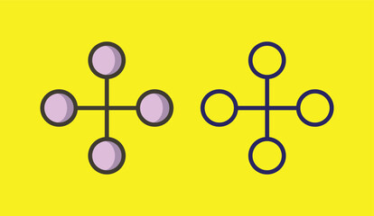 The Connection Hub Icon features a modern and minimalist design, representing network systems, communication, data connectivity, and system control. Perfect for IT and technology branding.