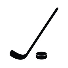 Hockey Stick Puck Minimal Icon Vector