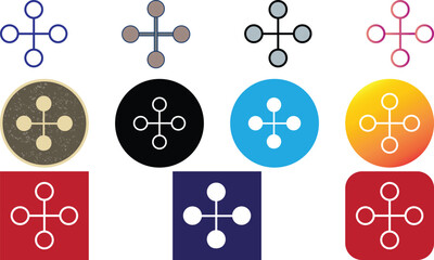 The Connection Hub Icon features a modern and minimalist design, representing network systems, communication, data connectivity, and system control. Perfect for IT and technology branding.