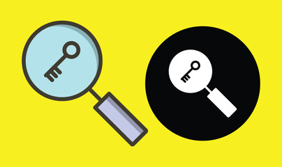 Keywording, SEO keywording process, keyword research, keywords optimization flat vector illustration design. Design for web banners and apps.Two icons two colors