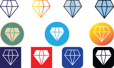 Diamond Icon Collection – 10 Colorful Vector Designs
Set of diamond icons in different shapes. Includes flat style gems and gemstone illustrations.