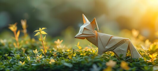 photo of the origami figure fox, ai generative