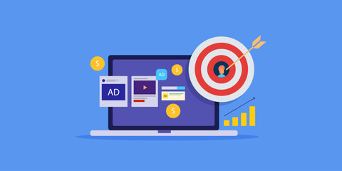 Paid media advertising, target online audience with social media ads, search marketing PPC strategy and video advertising, increase customer acquisition graph.